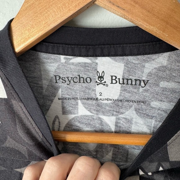 Psycho Bunny Women's Black Graphic Tee Size 2 - Picture 2 of 4